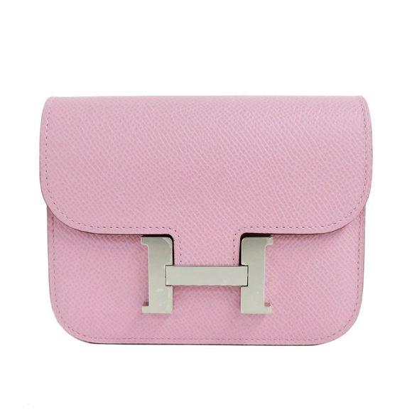 Hermes Constance Slim Compact Wallet Accessory Mauve Silvestre Silver Pink - Picture 1 of 6